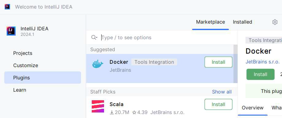 The IntelliJ plugin browser showing plugins from the online IntelliJ Plugin Browser